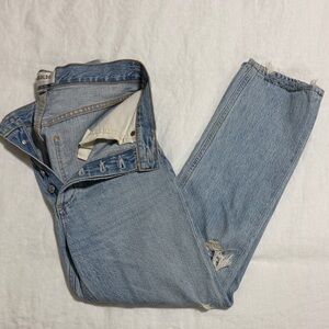 Agolde Distressed Riley Crop Straight Leg Jeans